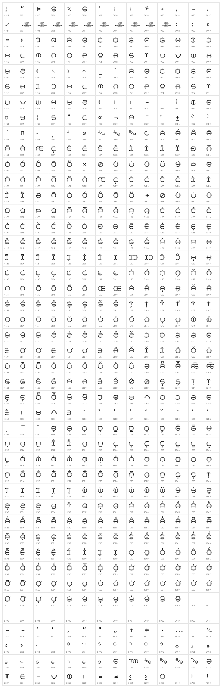 Space Throne PERSONAL USE ONLY Regular Character Map