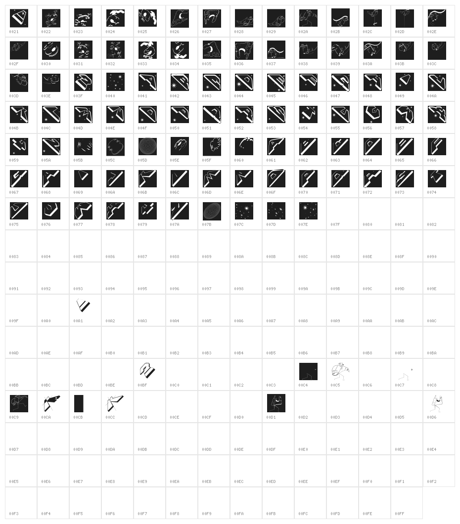 SpaceAttackTwo Character Map