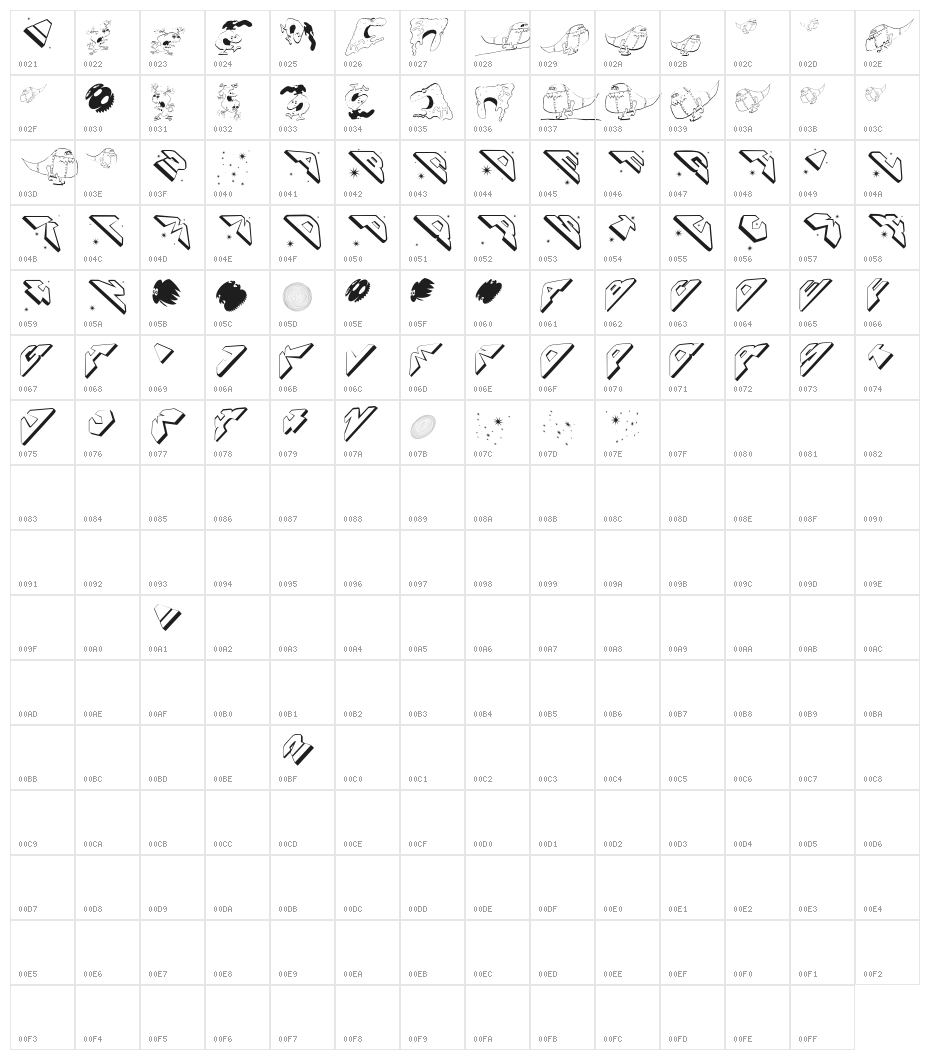 SpaceAttacks Character Map