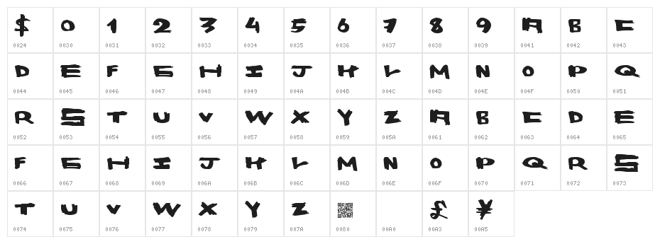 SpaceBang Character Map