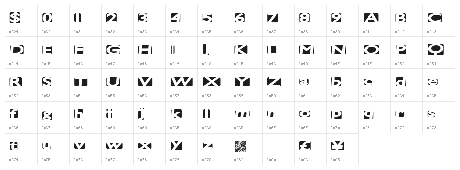 SpaceCats Character Map