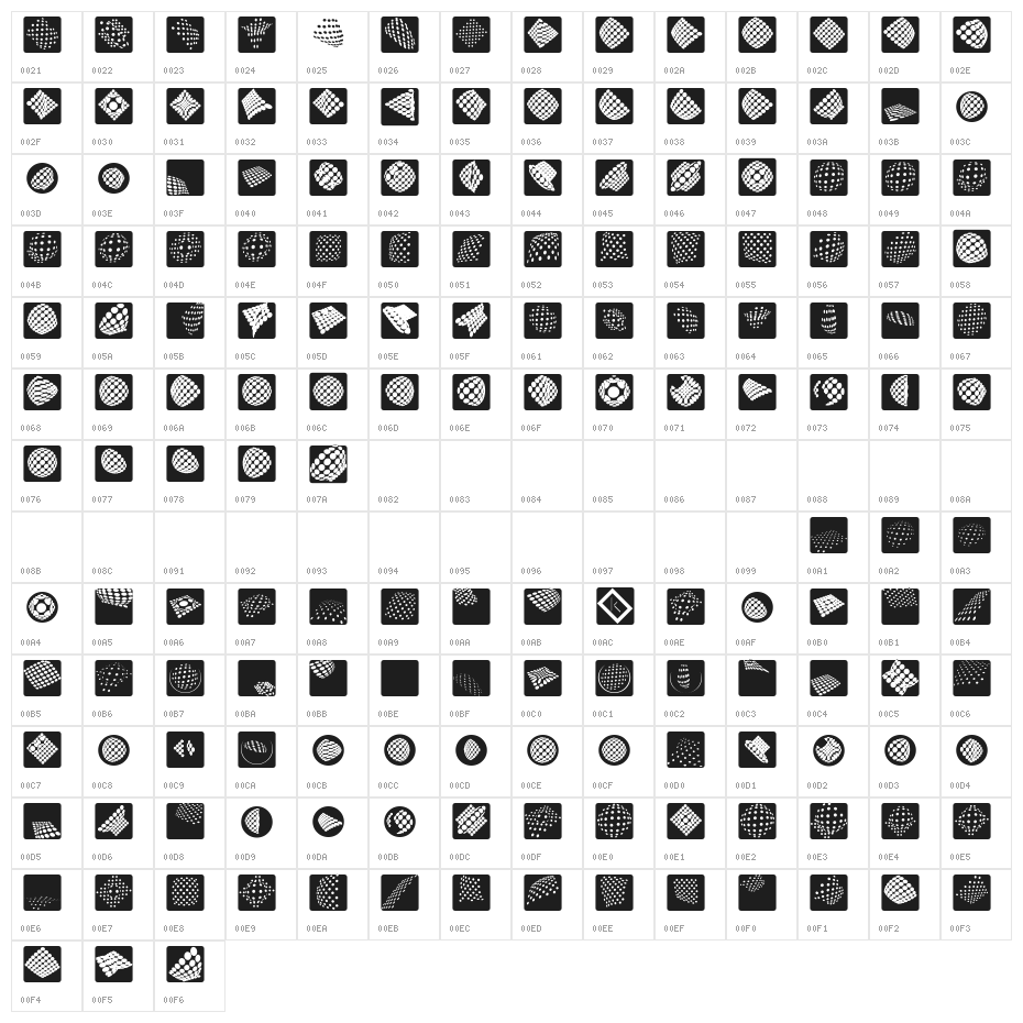 SpaceDreams Character Map