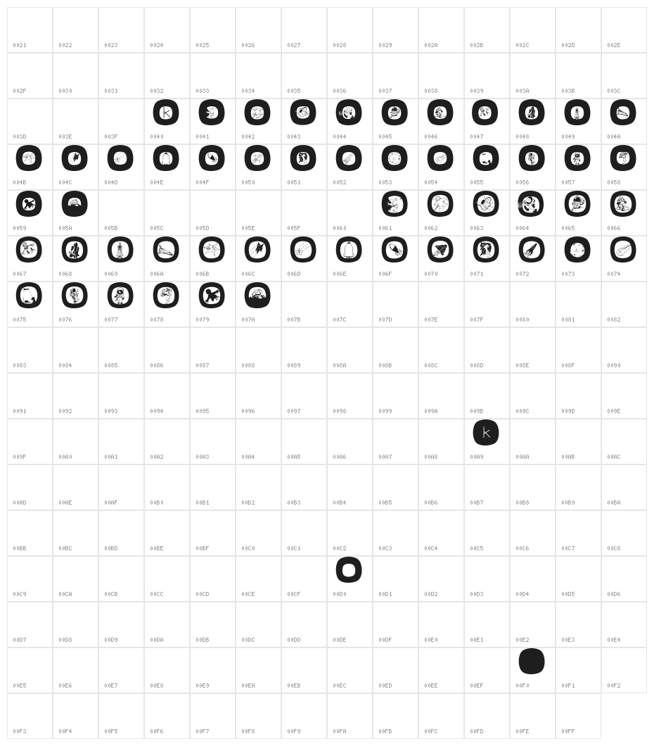 SpaceEggs Character Map