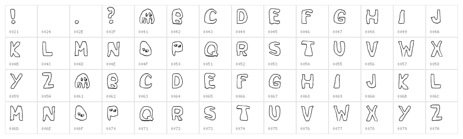 SpaceGame-Regular Character Map