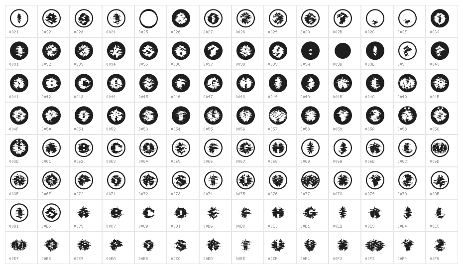 SpaceGarbage Character Map