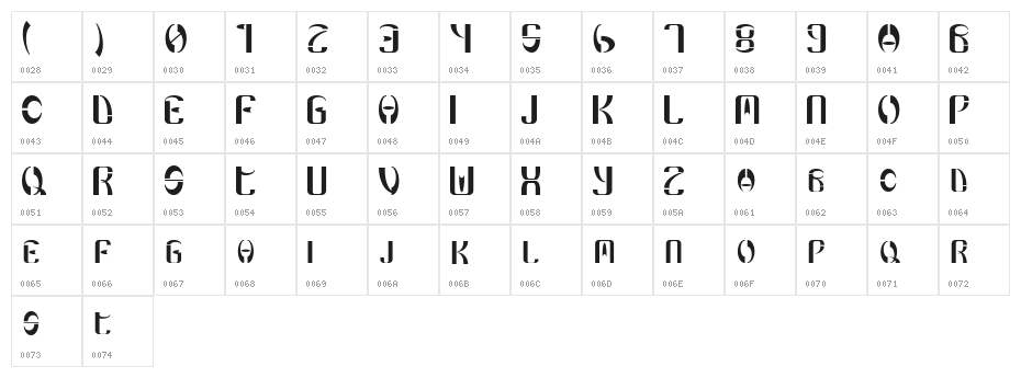 SpaceLove Character Map