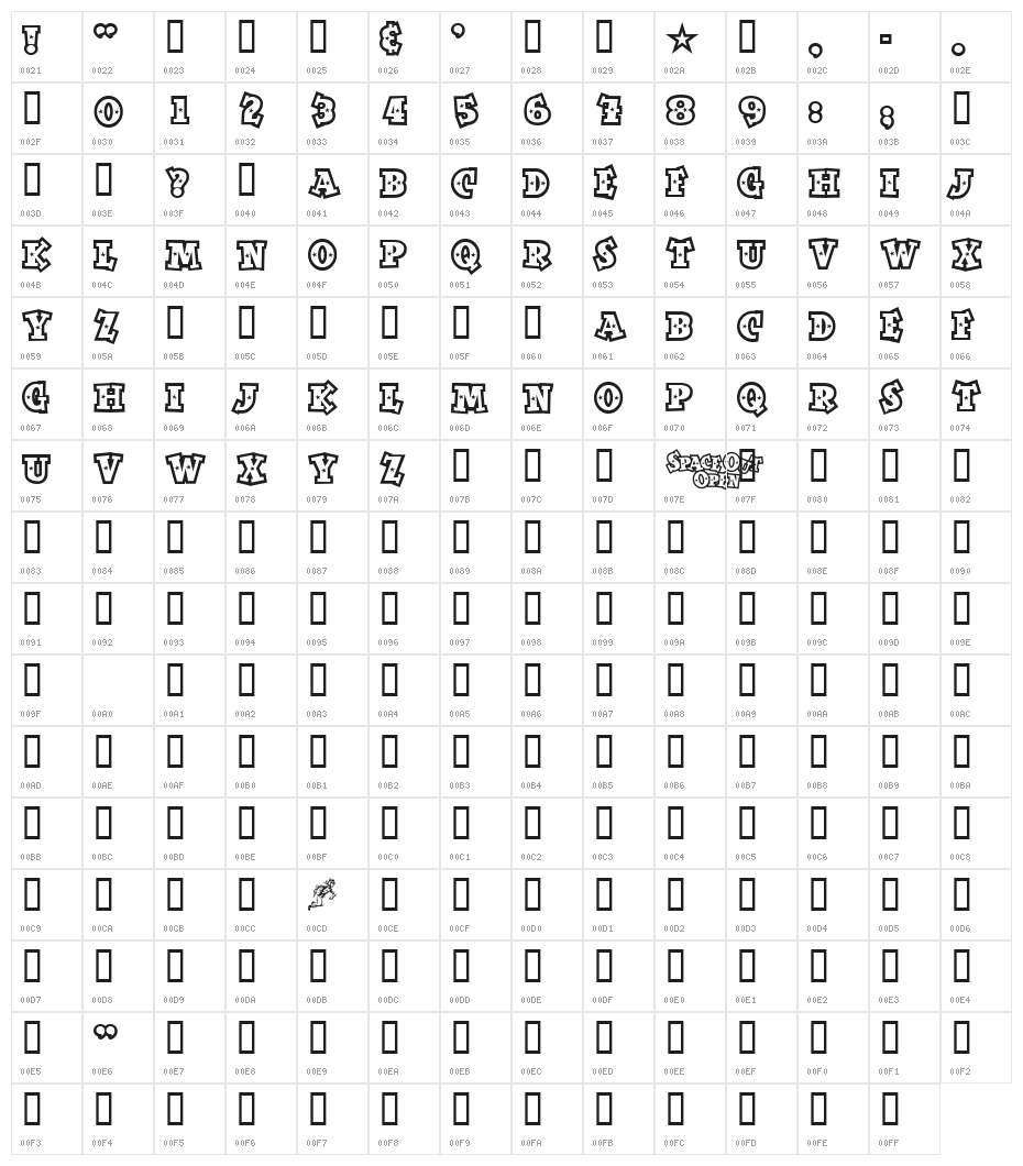 SpaceOutOpen Character Map