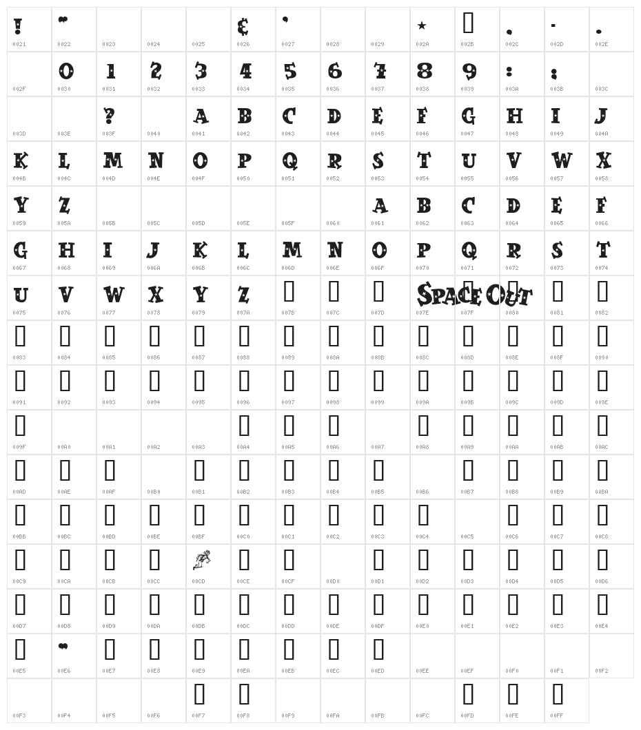 SpaceOut Character Map