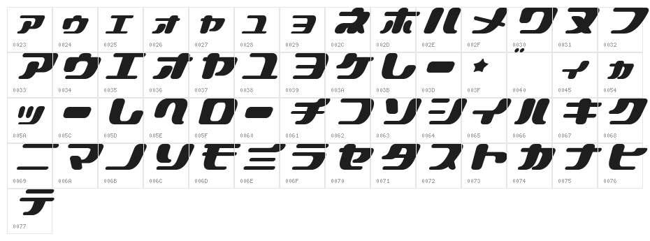 SpaceResortLite Character Map