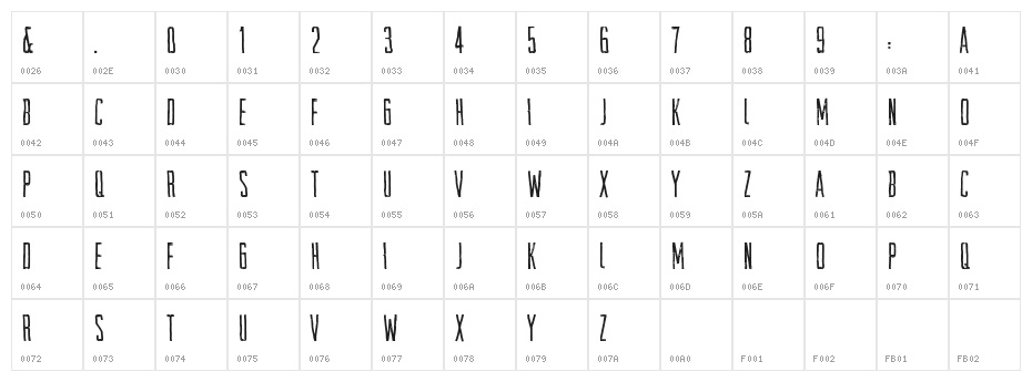 SpaceTransit Character Map