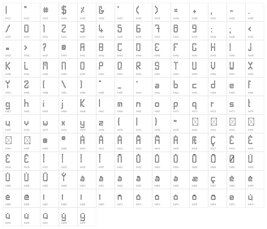 Spacenoid Regular Character Map