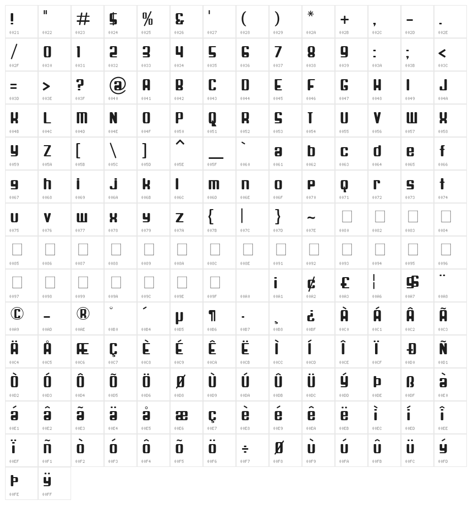 Spaceship Bullet Character Map