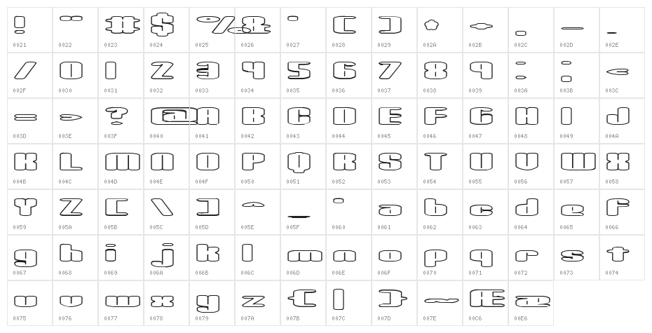 Spacious Outline BRK Character Map