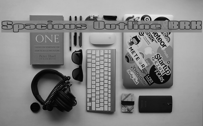 Spacious Outline BRK Font examples