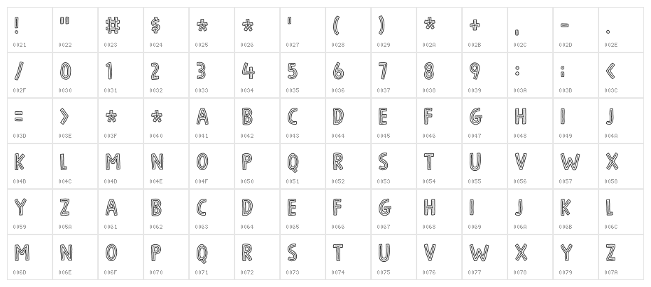 Spacy Avocado DEMO Regular Character Map