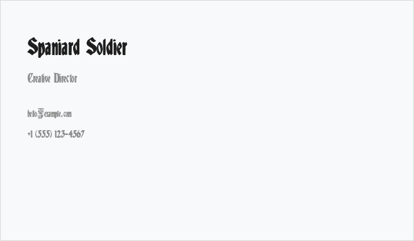 Spaniard Soldier Business Card