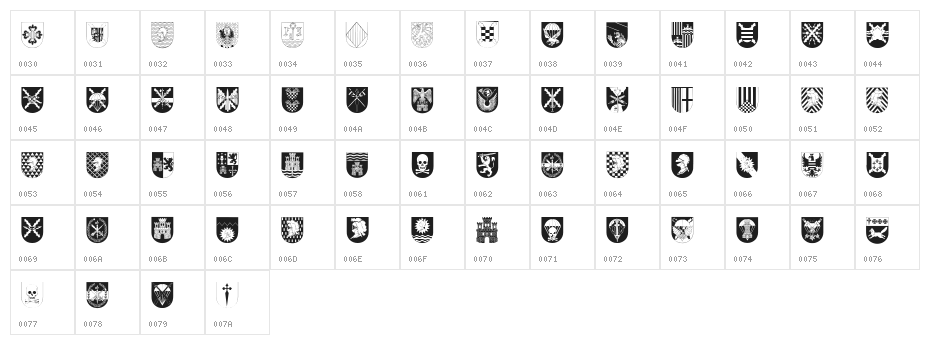 Spanish Army Shields Character Map