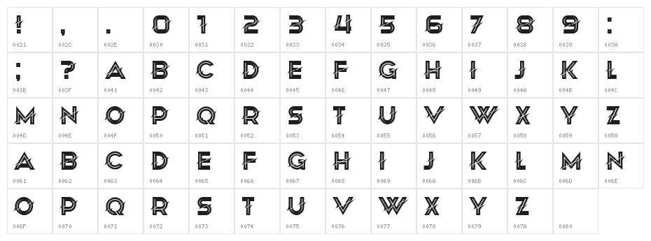 Sparkle Filled Regular Character Map