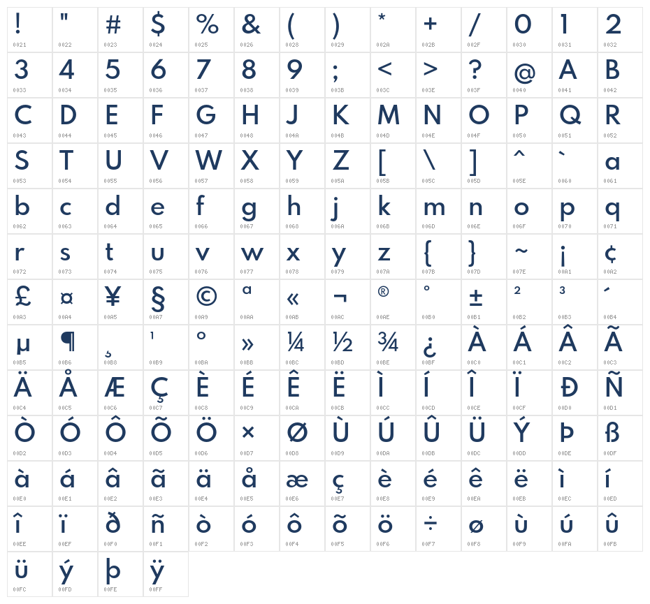 SpartanMB-SemiBold Character Map