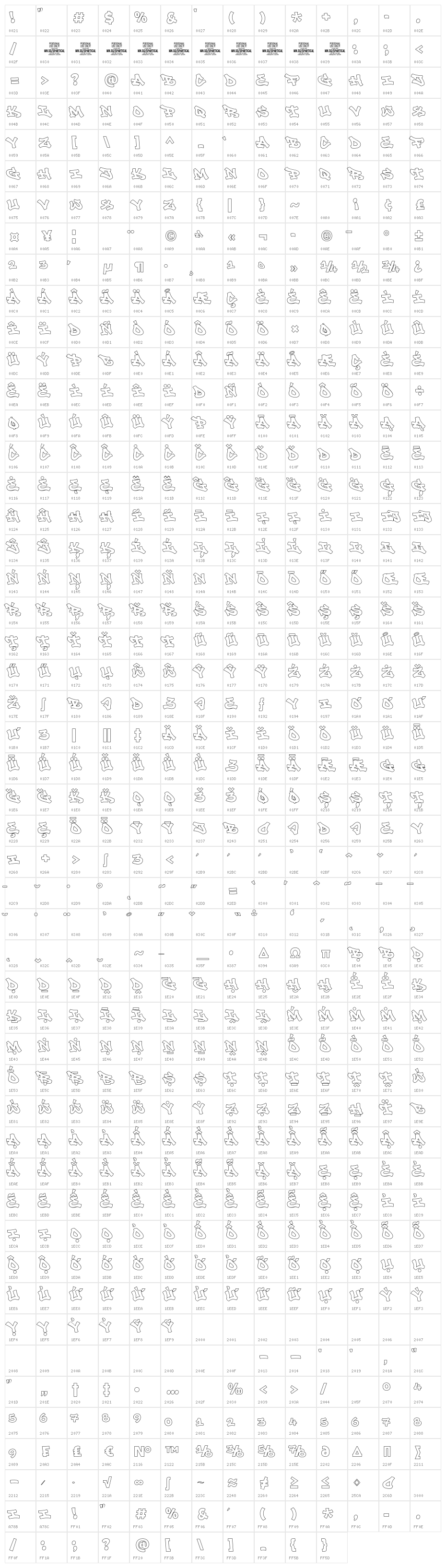 Spartical Graffiti Line PERSO Regular Character Map
