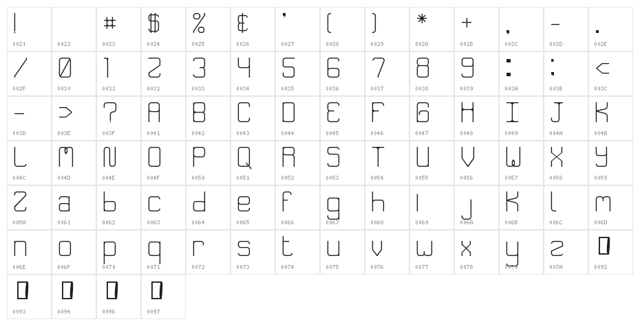 Speakeasy Menu Regular Character Map