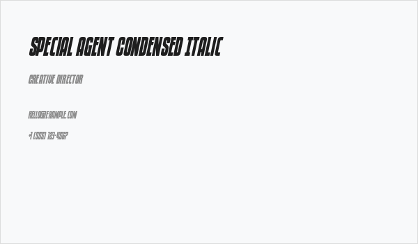 Special Agent Condensed Italic Business Card