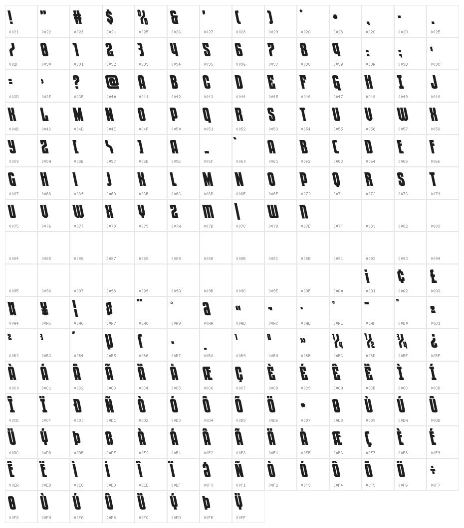 Special Agent Leftalic Character Map