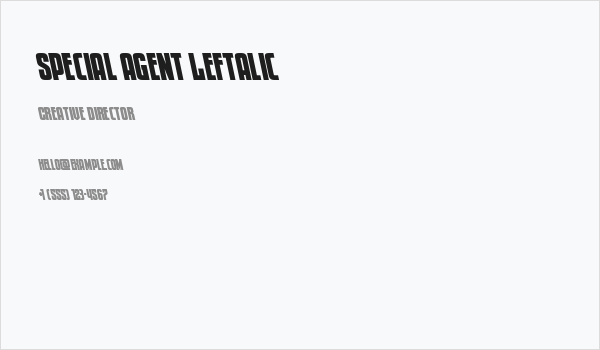 Special Agent Leftalic Business Card