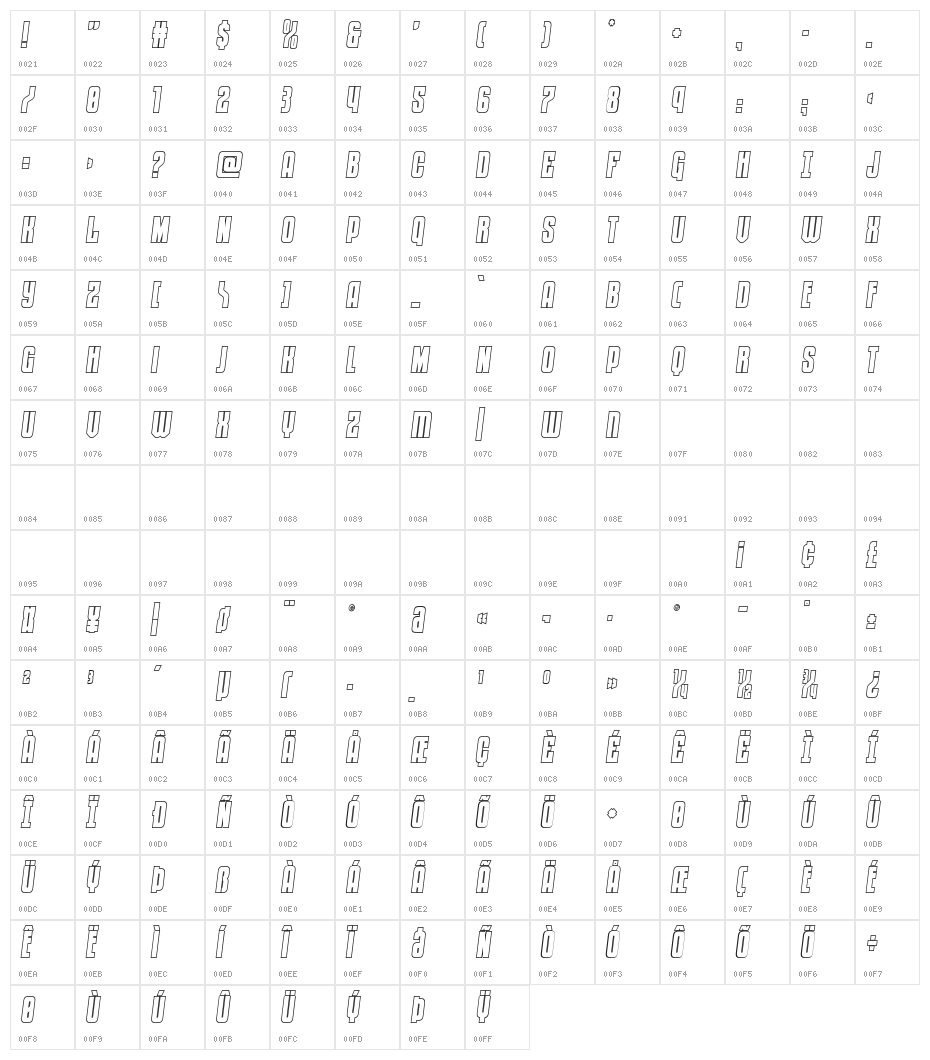 Special Agent Outline SemiItal Character Map