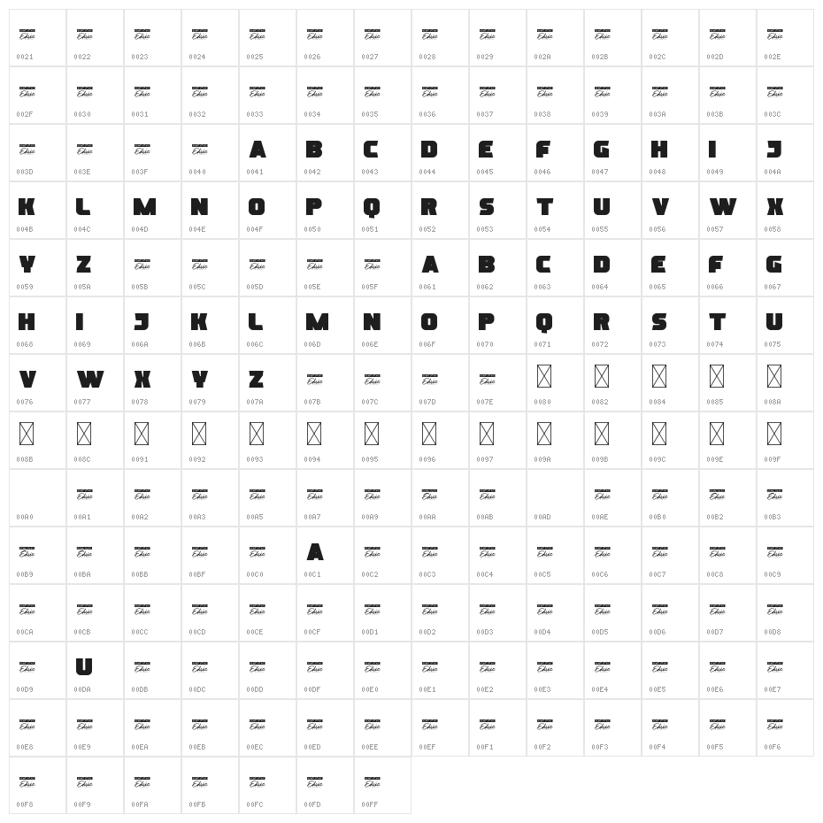 Special Drift Demo Character Map