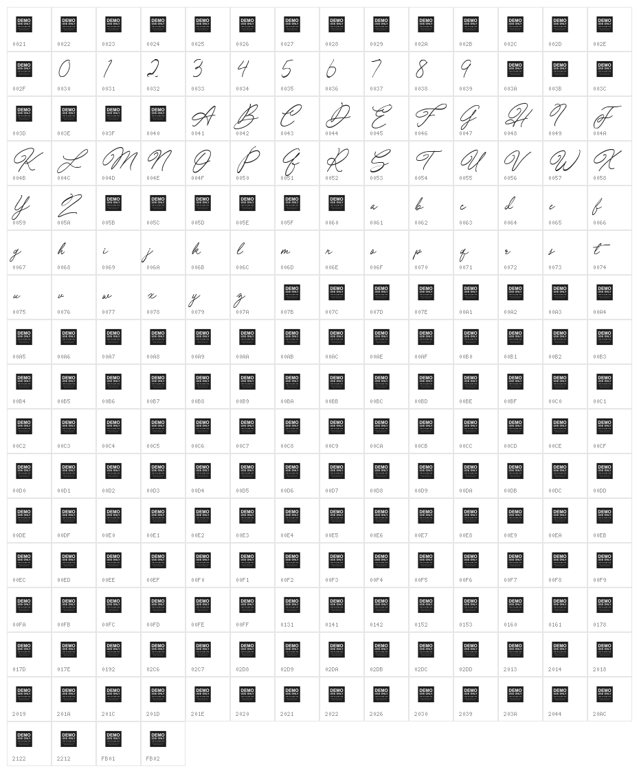 Special Touch Character Map