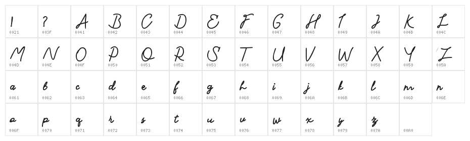 Specialist DEMO Bold Character Map