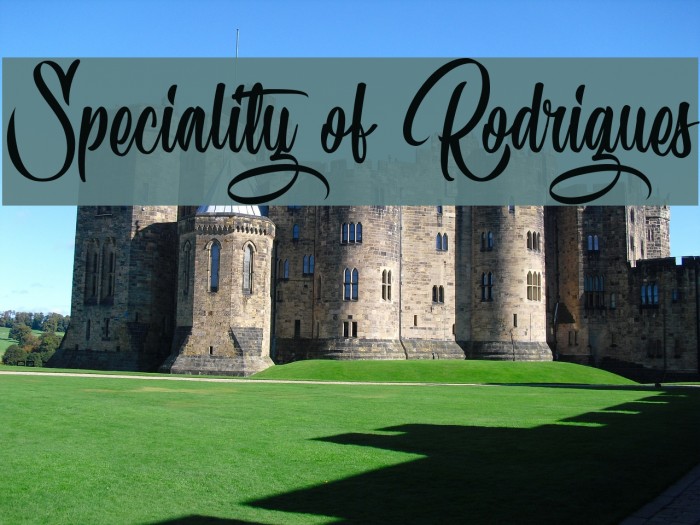 Speciality of Rodrigues Schriftart examples