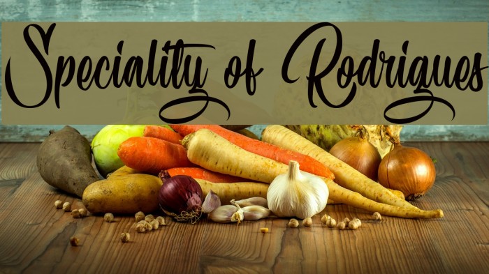 Speciality of Rodrigues Шрифта examples