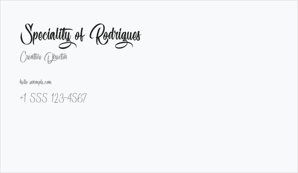 Speciality of Rodrigues Business Card