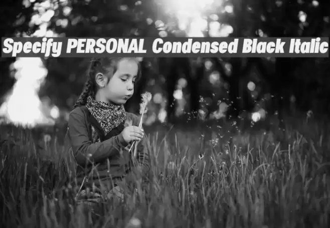 Specify PERSONAL Condensed Black Italic Font examples