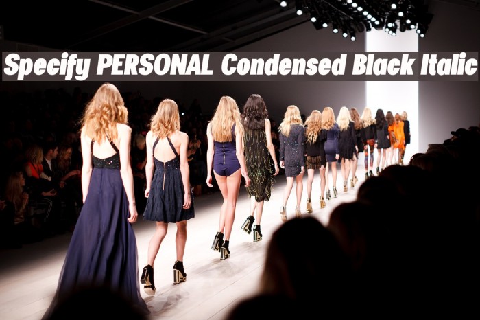 Specify PERSONAL Condensed Black Italic Font examples