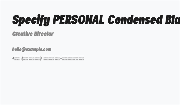 Specify PERSONAL Condensed Black Italic Business Card