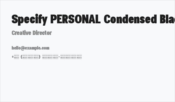 Specify PERSONAL Condensed Black Business Card