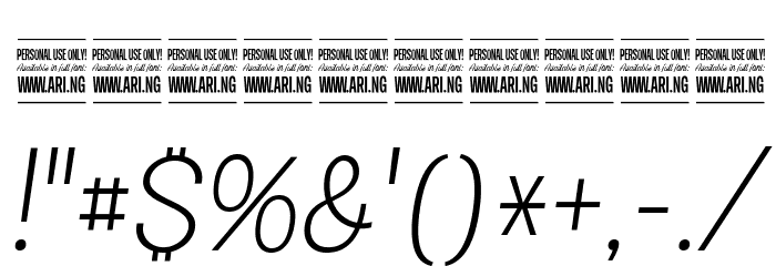 Specify PERSONAL Condensed Light Italic Font OTHER CHARS
