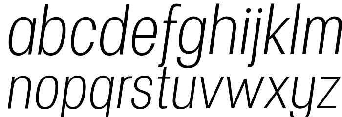 Specify PERSONAL Condensed Light Italic Font LOWERCASE