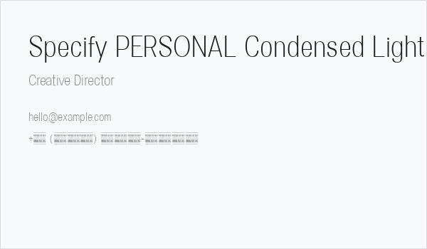 Specify PERSONAL Condensed Light Business Card