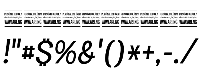 Specify PERSONAL Condensed Medium Italic Font OTHER CHARS