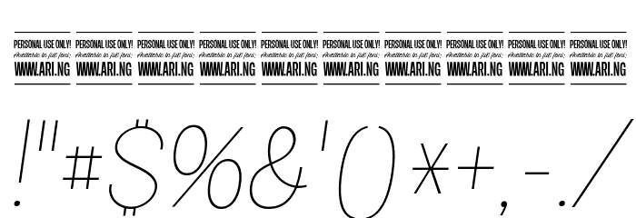 Specify PERSONAL Condensed Thin Italic Font OTHER CHARS