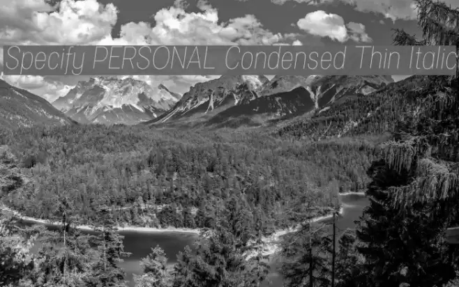Specify PERSONAL Condensed Thin Italic Font examples