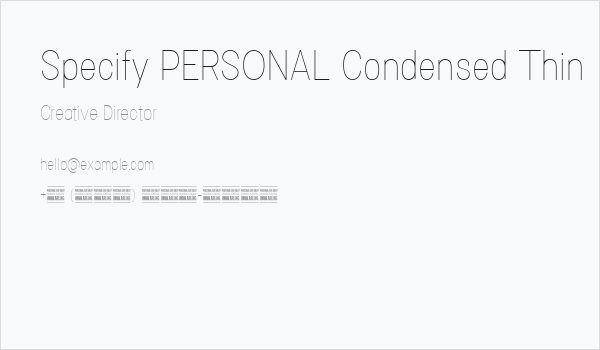 Specify PERSONAL Condensed Thin Business Card