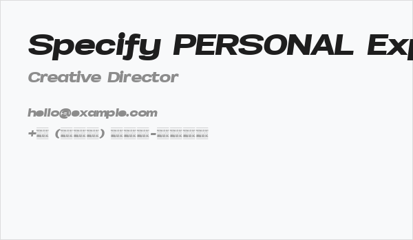 Specify PERSONAL Expanded Black Italic Business Card