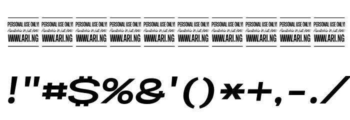 Specify PERSONAL Expanded Bold Italic Font OTHER CHARS