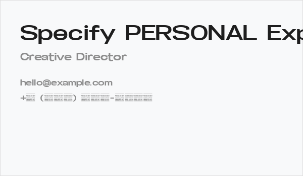 Specify PERSONAL Expanded Bold Business Card