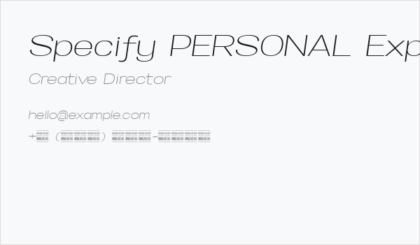 Specify PERSONAL Expanded Light Italic Business Card